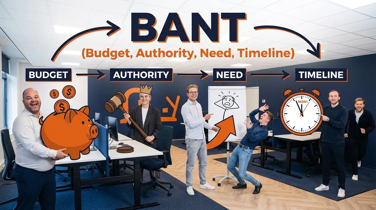 Visual representation of BANT (Budget, Authority, Need, Timeline)